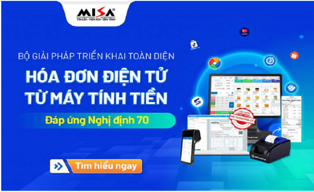 Bộ giải pháp MISA giúp hộ khoán đáp ứng xuất hóa đơn điện tử trên máy tính tiền
