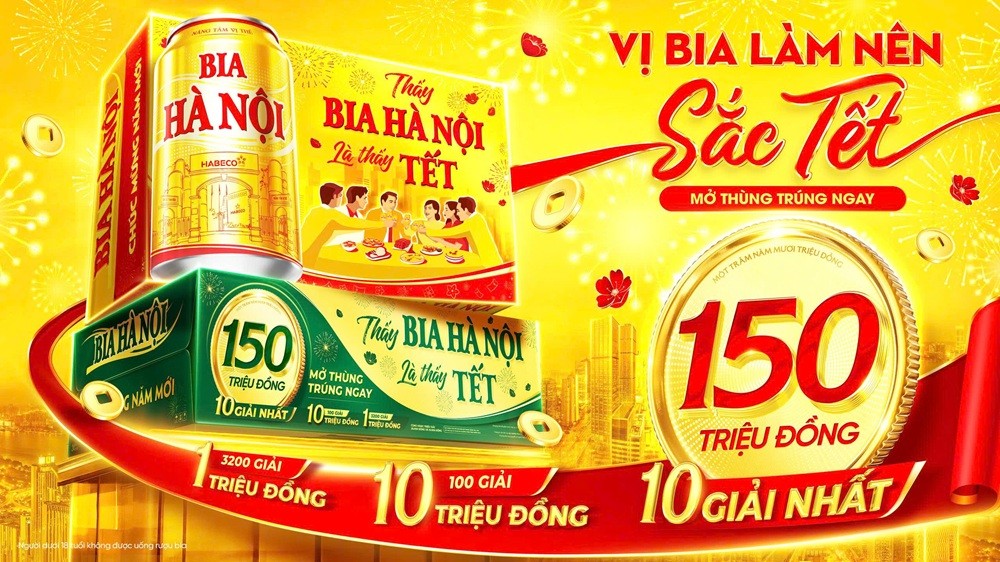 Mở triệu lộc vàng đón Tết sung túc cùng Bia Hà Nội Tết năm 2026