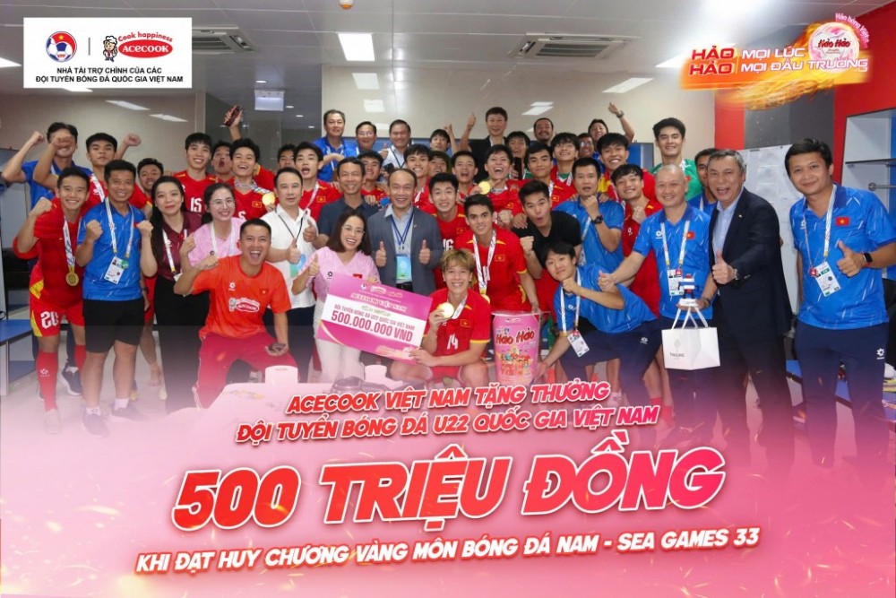 Acecook Việt Nam thưởng nóng 500 triệu đồng, tiếp sức U22 Việt Nam