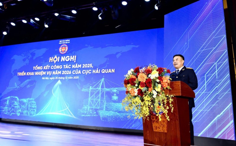 Cục trưởng Cục Hải quan Nguyễn Văn Thọ phát biểu tiếp thu ý kiến chỉ đạo của lãnh đạo Bộ Tài chính.
