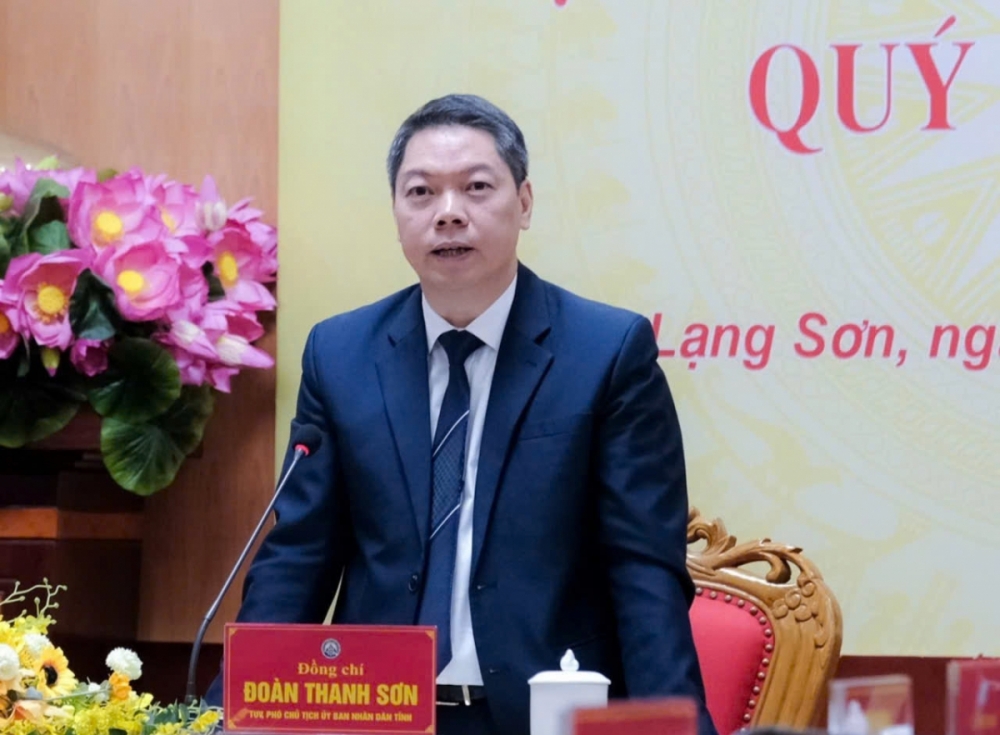 ông Đoàn Thanh Sơn, Phó Chủ tịch UBND tỉnh Lạng Sơn phát biểu tại cuộc họp báo quý I/2026.