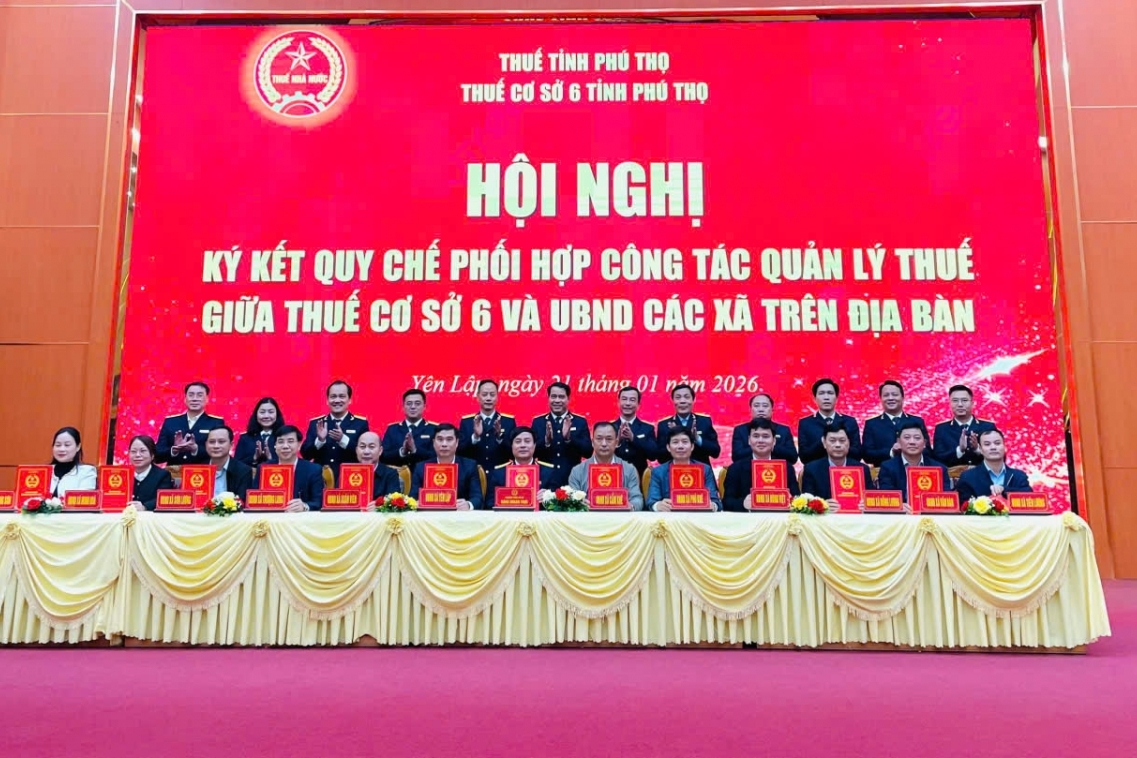 Thuế cơ sở 6 tỉnh Phú Thọ: ký kết quy chế phối hợp trong công tác quản lý thuế