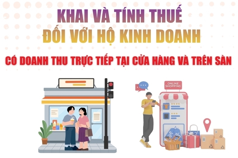 Khai và tính thuế đối với hộ kinh doanh có doanh thu trực tiếp tại cửa hàng và trên sàn