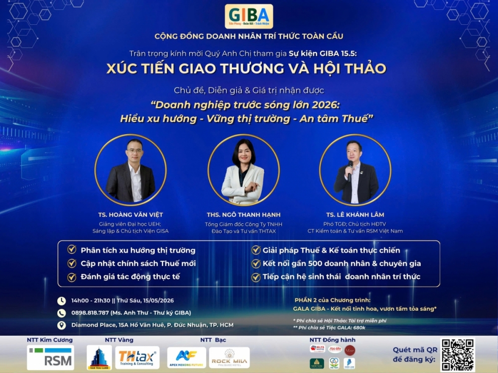 GIBA tổ chức Hội thảo “Doanh nghiệp trước Sóng lớn 2026” và ra mắt Ban Điều hành nhiệm kỳ mới GIBA tổ chức Hội thảo “Doanh nghiệp trước Sóng lớn 2026” và ra mắt Ban Điều hành nhiệm kỳ mới
