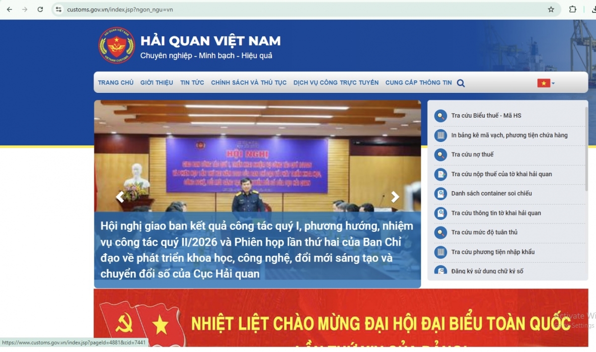 Hướng dẫn tra cứu danh sách container soi chiếu trên Cổng thông tin điện tử Cục Hải quan