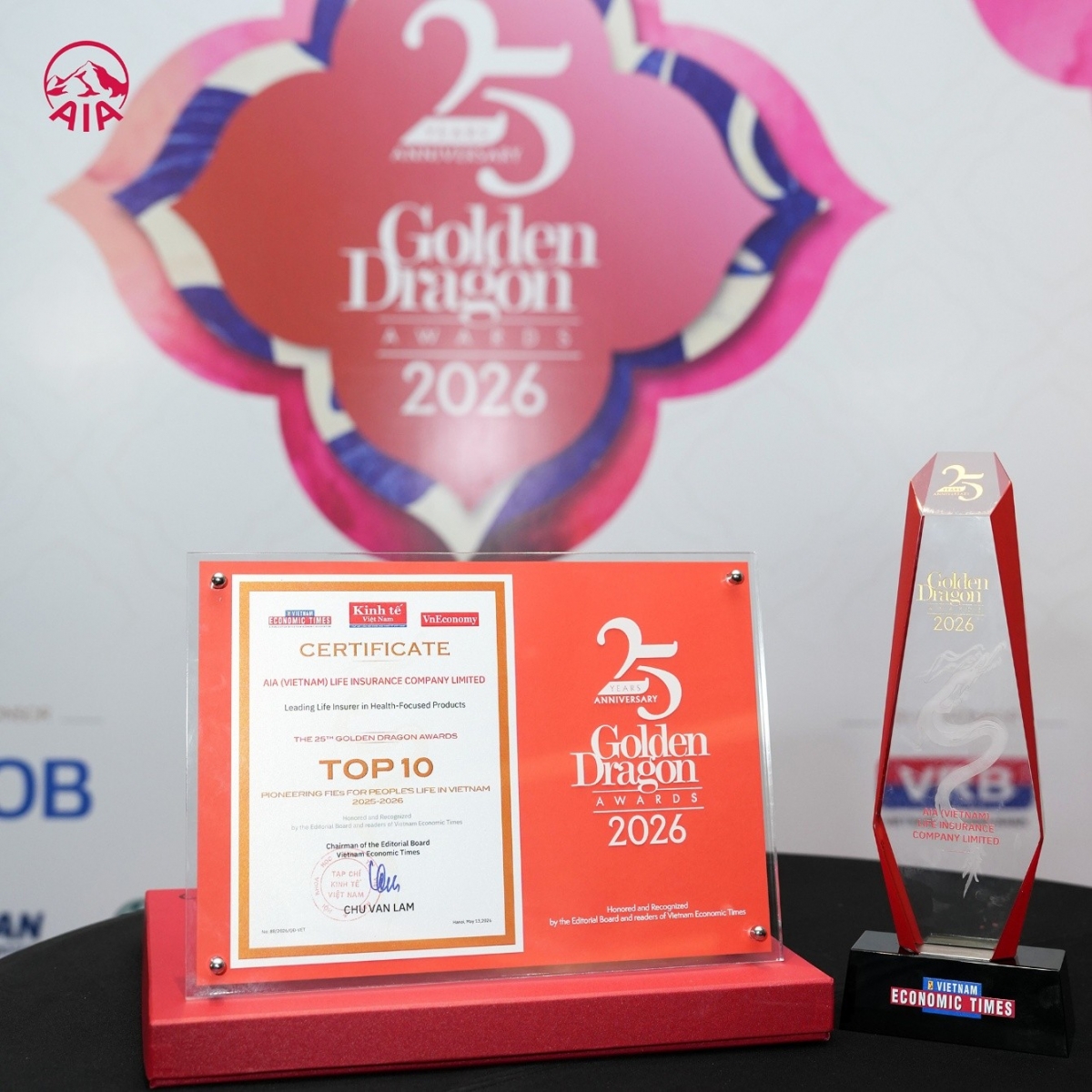 AIA Việt Nam được vinh danh tại Giải thưởng Rồng Vàng năm 2026 AIA Việt Nam được vinh danh tại Giải thưởng Rồng Vàng năm 2026