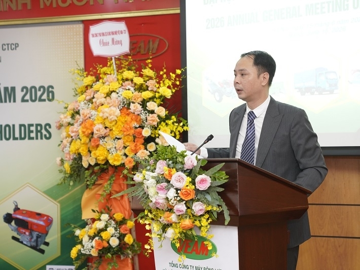 Ông Ngô Khải Hoàn, Chủ tịch Hội đồng quản trị VEAM, phát biểu tại Đại hội đồng cổ đông thường niên năm 2026. Ông Ngô Khải Hoàn, Chủ tịch Hội đồng quản trị VEAM, phát biểu tại Đại hội đồng cổ đông thường niên năm 2026.