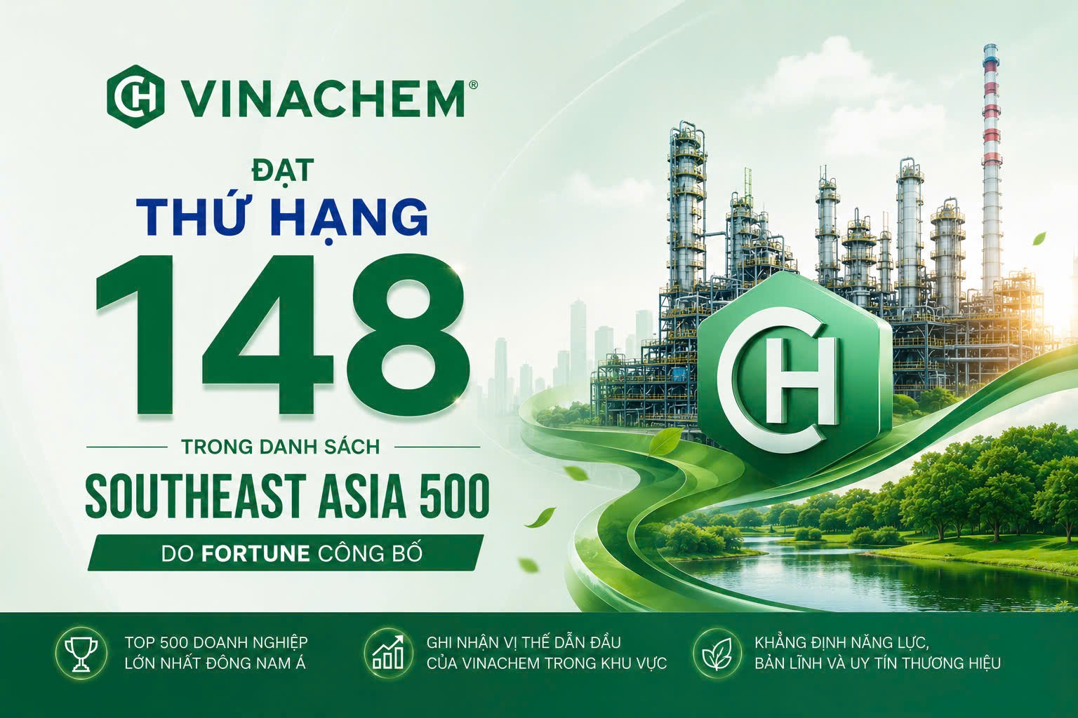 Tạp chí Fortune vinh danh Vinachem trong Bảng xếp hạng 500 doanh nghiệp hàng đầu Đông Nam Á năm 2026 Tạp chí Fortune vinh danh Vinachem trong Bảng xếp hạng 500 doanh nghiệp hàng đầu Đông Nam Á năm 2026