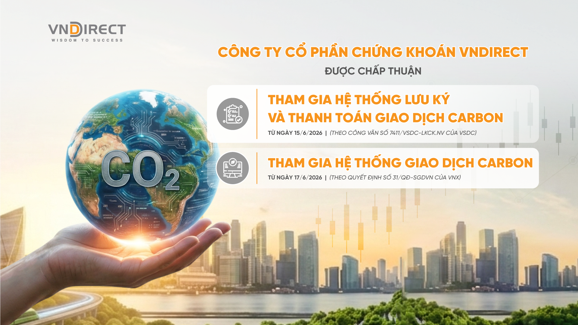 VNDIRECT hiện diện trên cả hai cấu phần hạ tầng thị trường các-bon