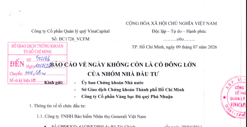 VinaCapital không còn là cổ đông lớn tại PNJ VinaCapital