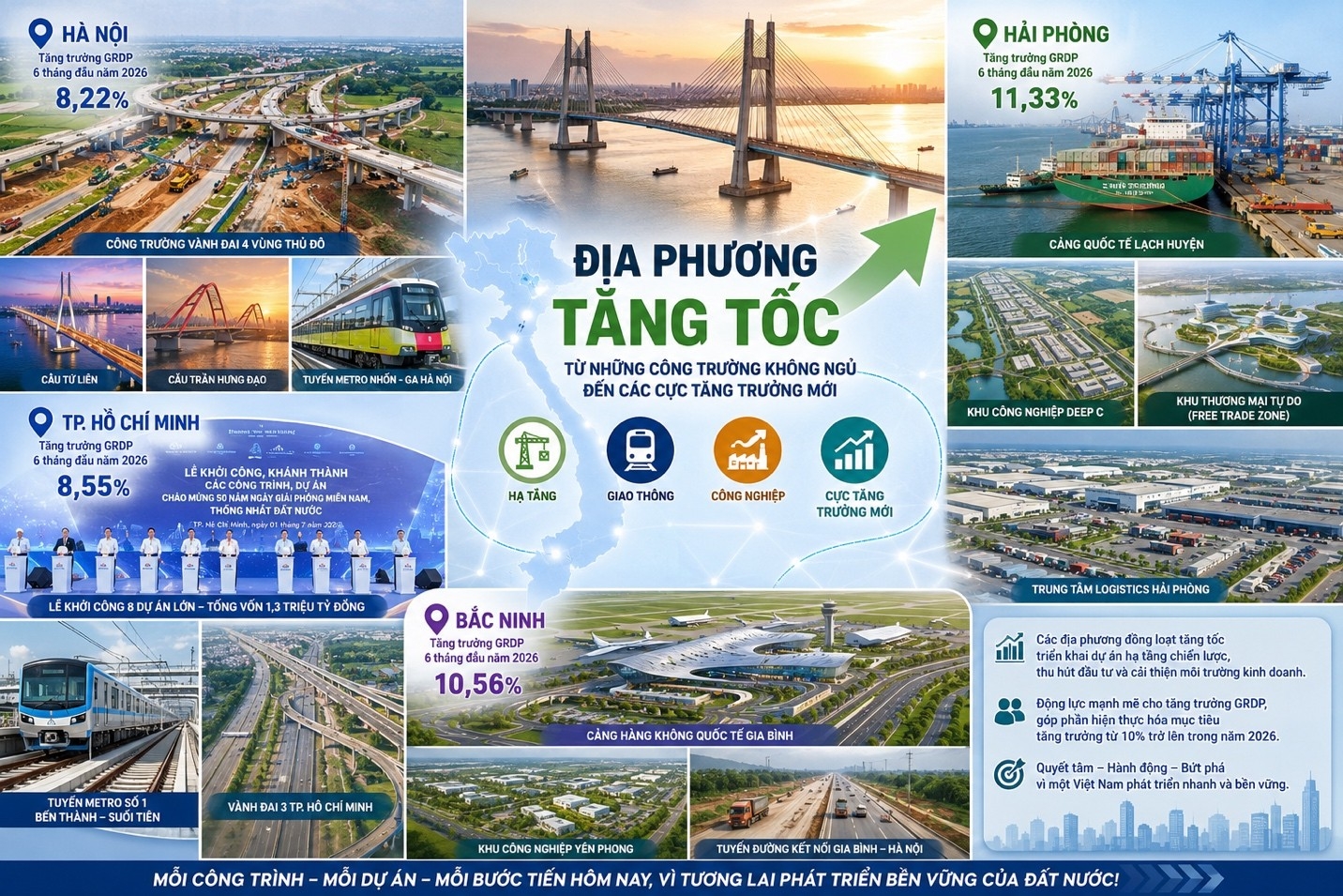 Bài 3: Địa phương tăng tốc: Từ những công trường “không ngủ” đến các cực tăng trưởng mới Bài 3: Địa phương tăng tốc: Từ những công trường “không ngủ” đến các cực tăng trưởng mới