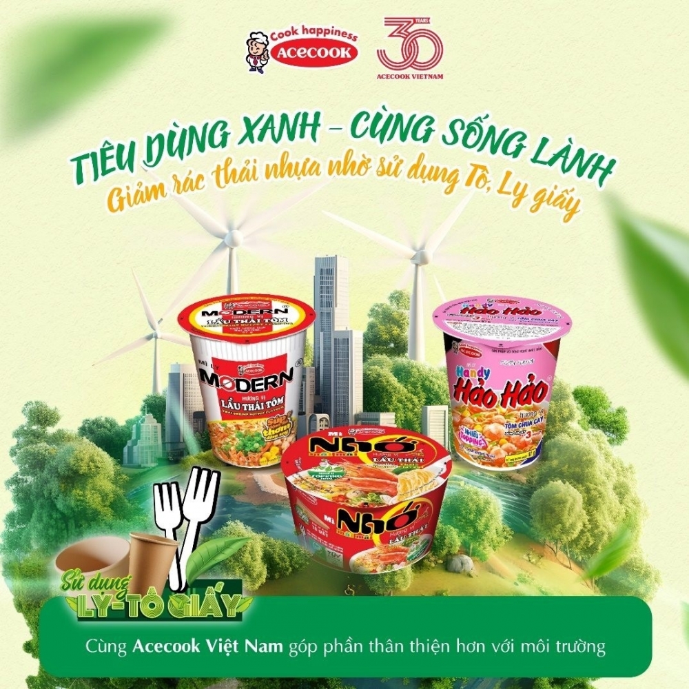 Acecook hưởng ứng tinh thần “Tiêu dùng xanh - Cùng sống lành” Acecook Việt Nam: Hành trình phát triển bền vững, chung tay vì một hành tinh xanh