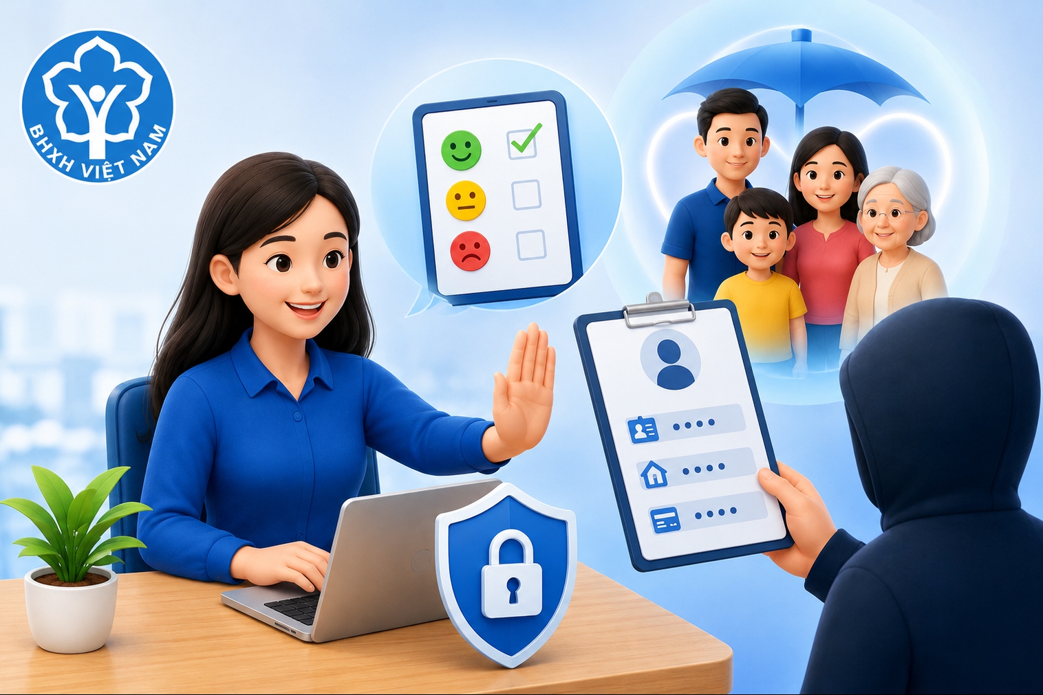 Không cung cấp thông tin bảo mật khi tham gia khảo sát mức độ hài lòng về bảo hiểm xã hội