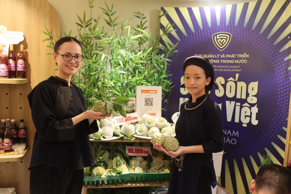 Điểm nhấn của chương trình là trái Na Lạng Sơn được đưa trực tiếp từ vùng trồng đến Không gian 62 Tràng Tiền. (Ảnh: BCT/Vietnam+) Điểm nhấn của chương trình là trái Na Lạng Sơn được đưa trực tiếp từ vùng trồng đến Không gian 62 Tràng Tiền. (Ảnh: BCT/Vietnam+)