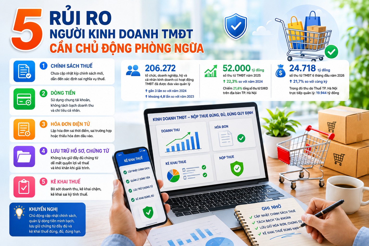 Thuế TP. Hà Nội cảnh báo 5 rủi ro người kinh doanh thương mại điện tử cần tránh