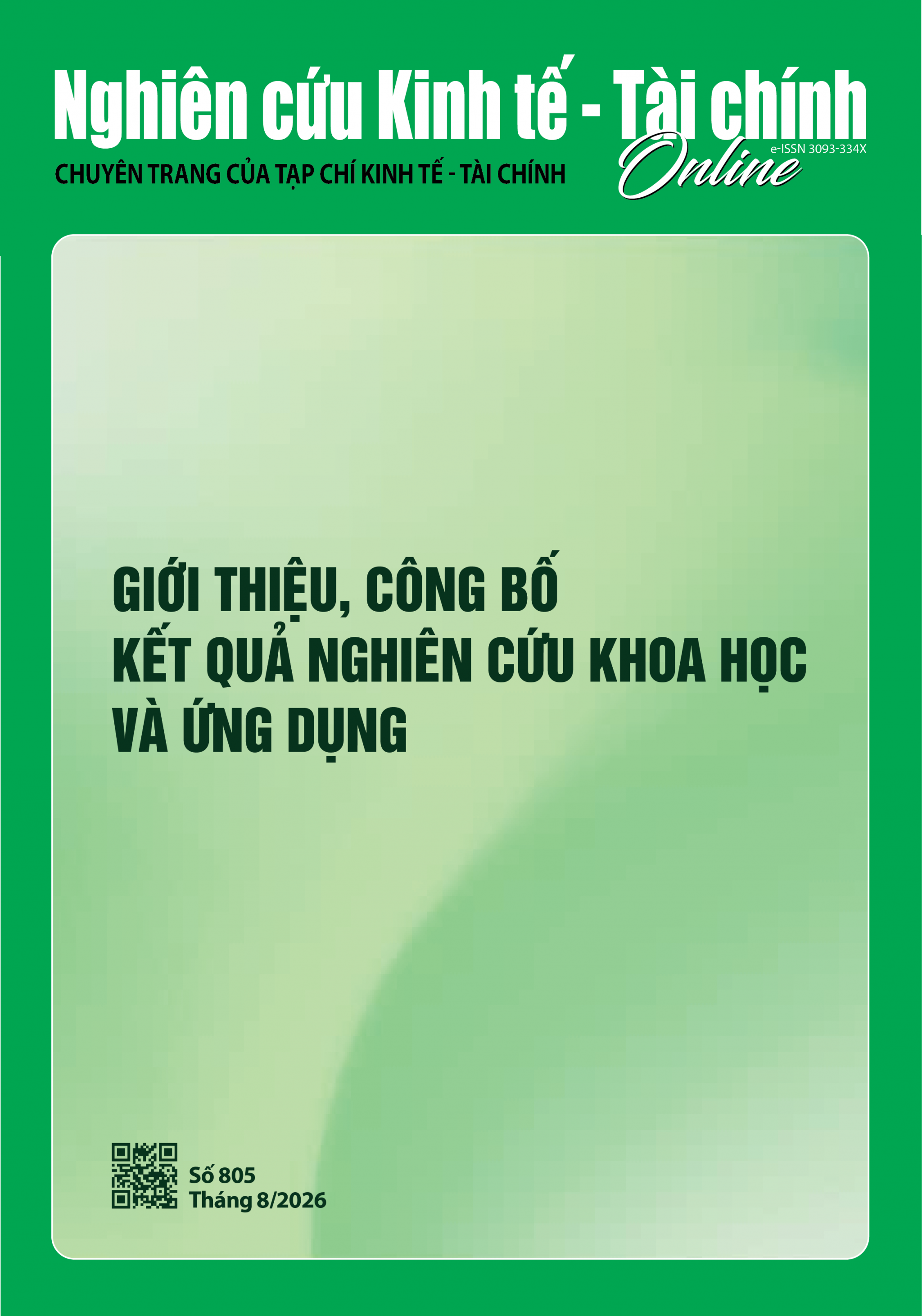 Mục lục Nghiên cứu Kinh tế - Tài chính Online số 805, tháng 8/2026