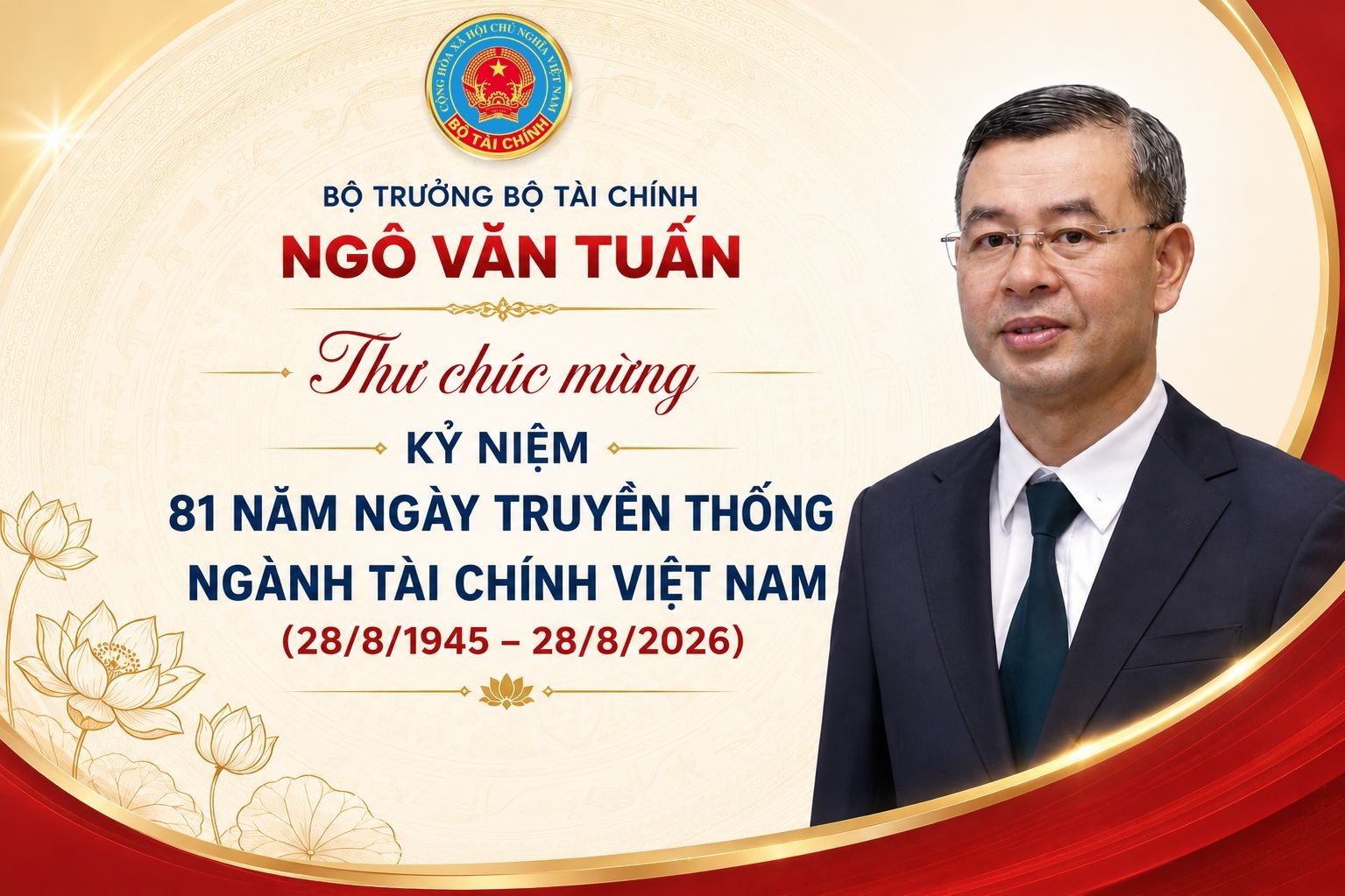 bo truong ngo van tuan gui thu chuc mung nhan ky niem 81 nam ngay truyen thong nganh tai chinh viet nam