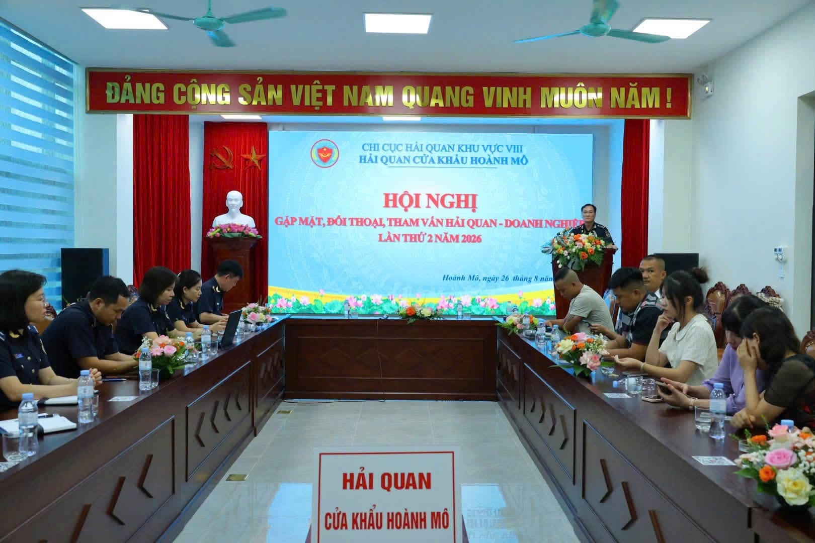 Quang cảnh hội nghị đối thoại, tham vấn Hải quan-Doanh nghiệp. Ảnh: Hải quan cửa khẩu Hoành Mô