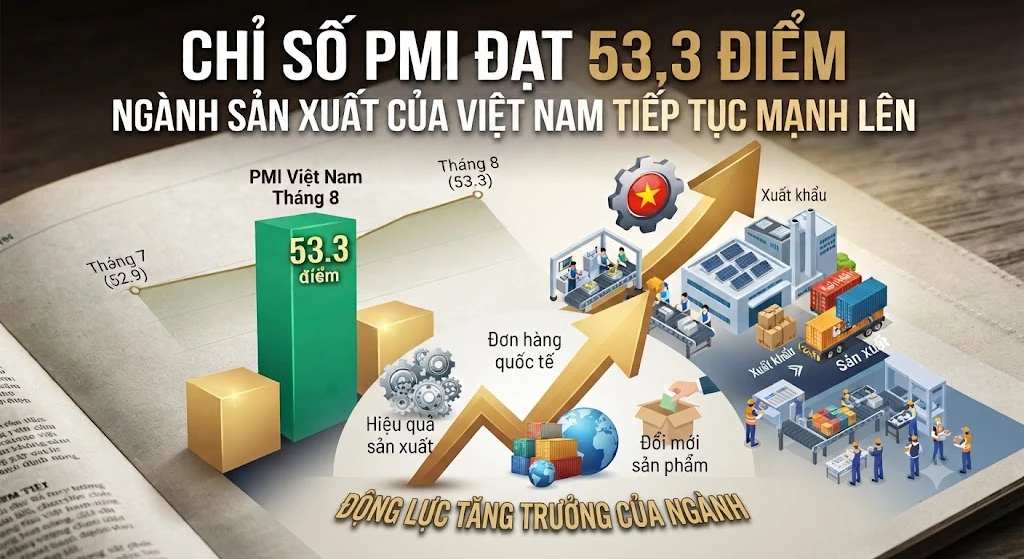 Chỉ số PMI đạt 53,3 điểm, ngành sản xuất của Việt Nam tiếp tục mạnh lên