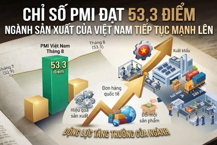 Chỉ số PMI đạt 53,3 điểm, ngành sản xuất của Việt Nam tiếp tục mạnh lên