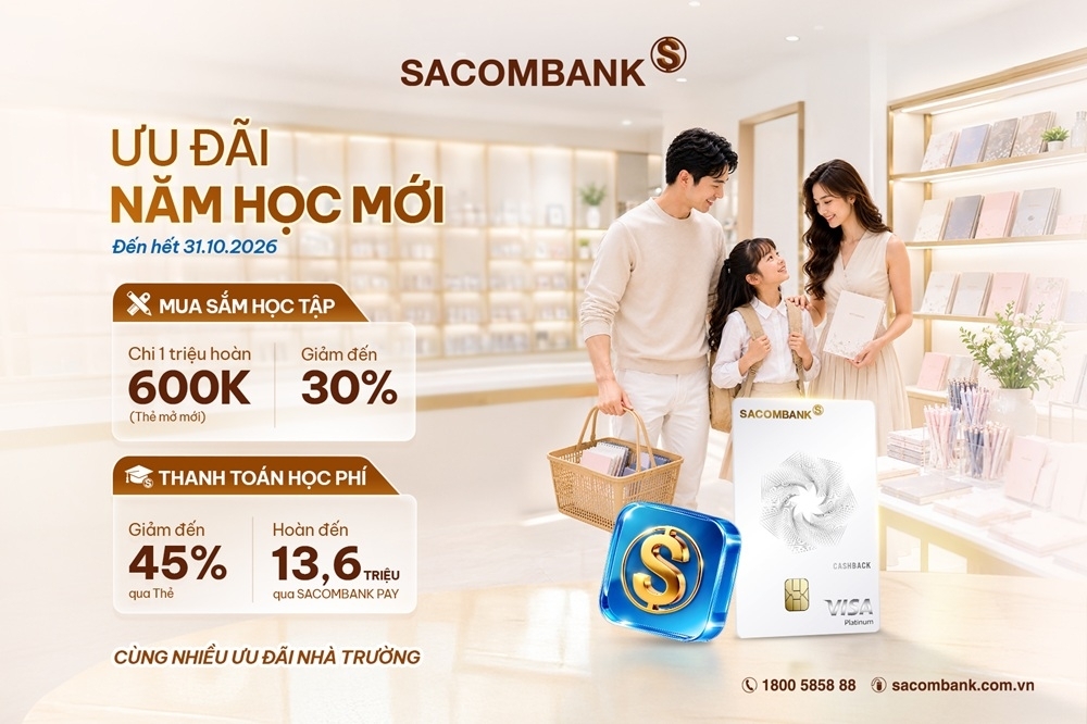 Sacombank triển khai ưu đãi học phí, mua sắm mùa tựu trường Sacombank triển khai ưu đãi học phí, mua sắm mùa tựu trường
