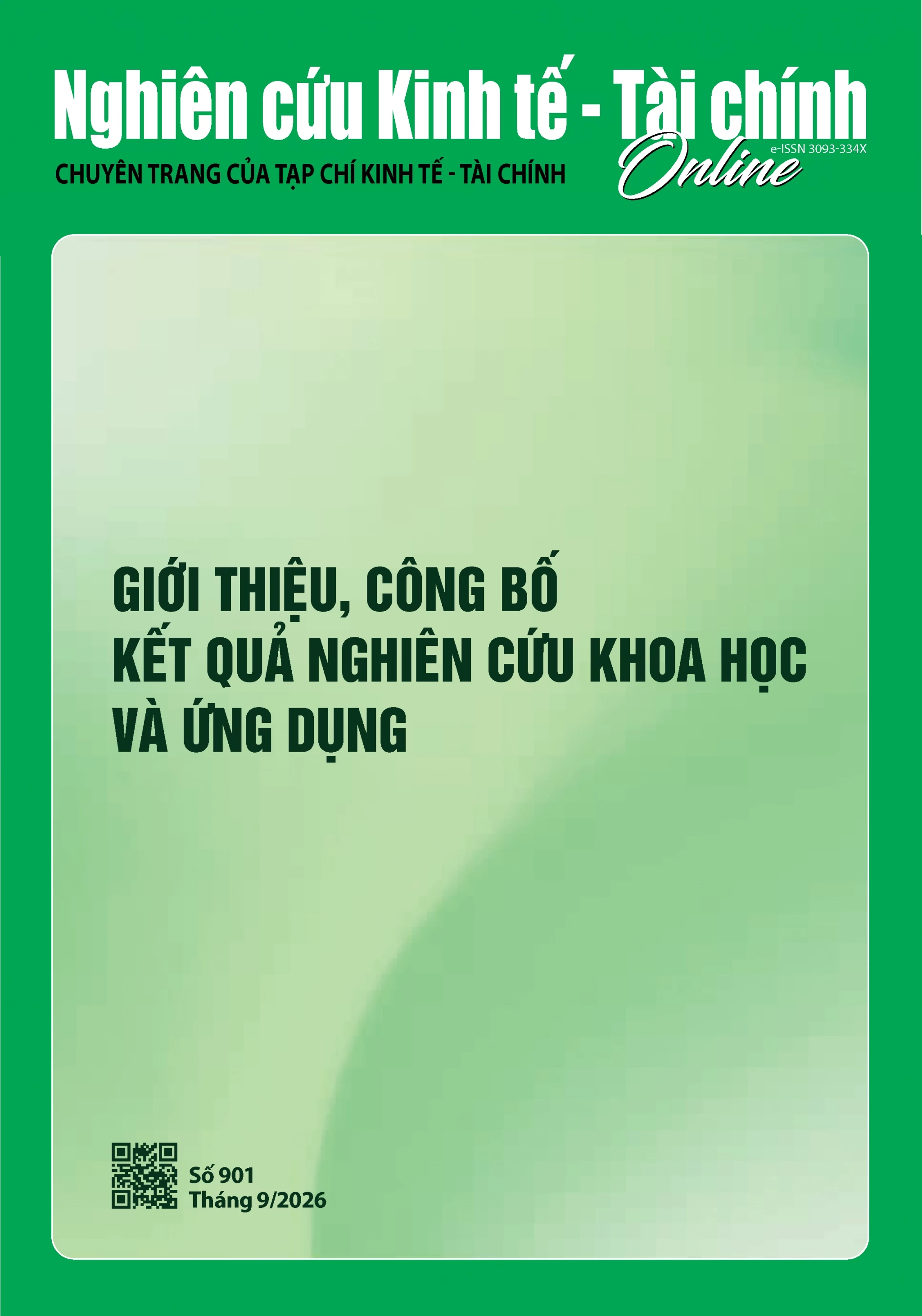 Mục lục Nghiên cứu Kinh tế - Tài chính Online số 901, tháng 9/2026 Mục lục Nghiên cứu Kinh tế - Tài chính Online số 901, tháng 9/2026