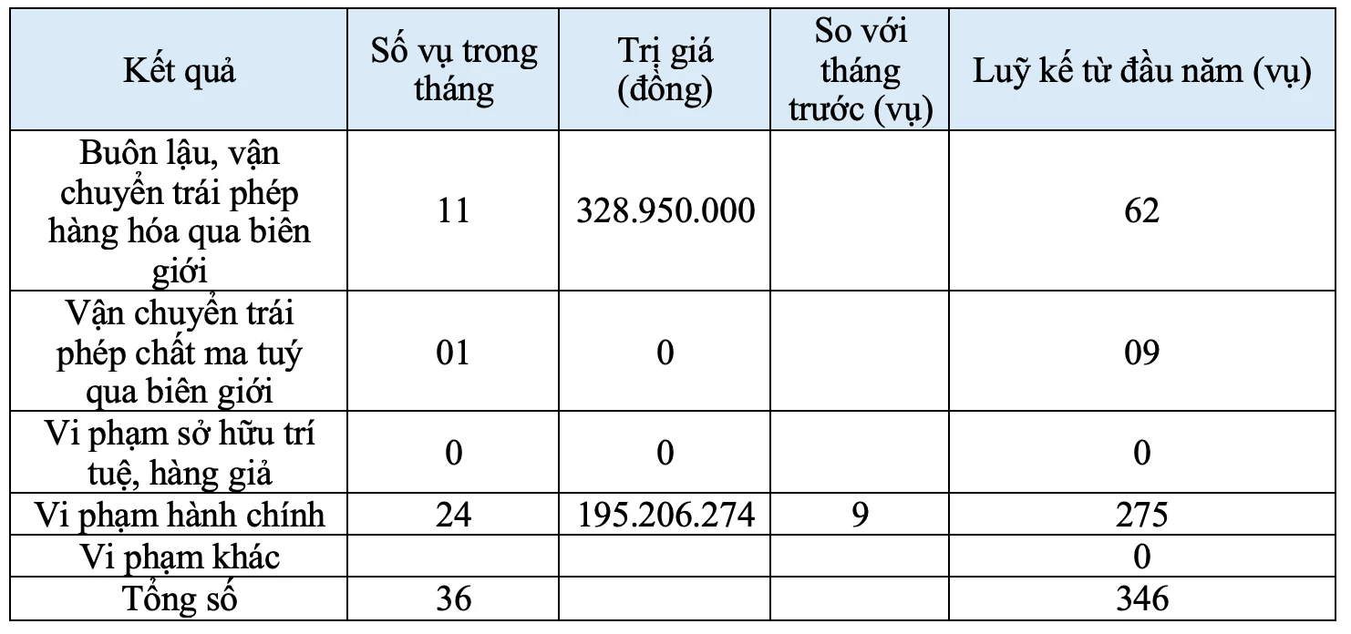 Tám tháng, Chi cục Hải quan Khu vực VII xử lý 346 vụ vi phạm