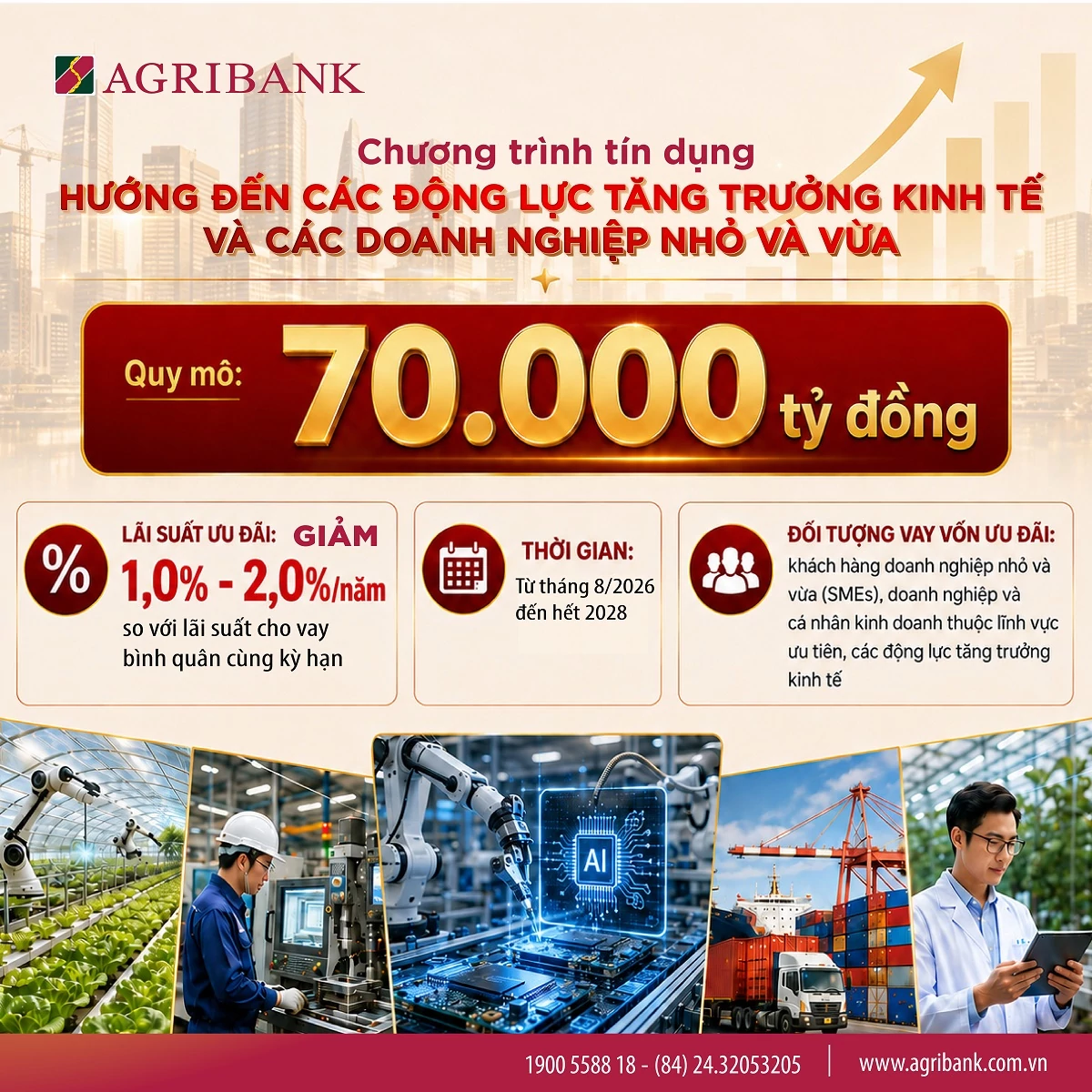 Agribank dành hơn 520.000 tỷ đồng hỗ trợ doanh nghiệp nhỏ và vừa