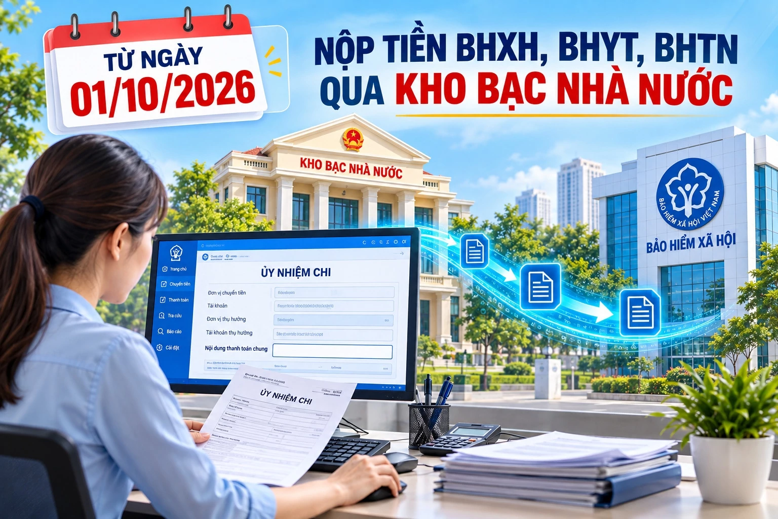 thay doi tu ngay 1 10 khi nop tien bao hiem xa hoi qua kho bac nha nuoc