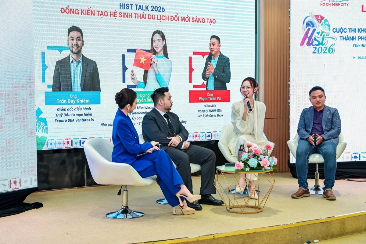 chia sẻ giải pháp kết nối đổi mới sáng tạo với thực tiễn phát triển du lịch tại lễ phát động HIST Talk 2026 diễn ra ngày 30/9 tại Đại học Kinh té TP. Hồ Chí Minh. Ảnh: Thu Dịu TP. Hồ Chí Minh thúc đẩy khởi nghiệp, đổi mới sáng tạo lĩnh vực du lịch