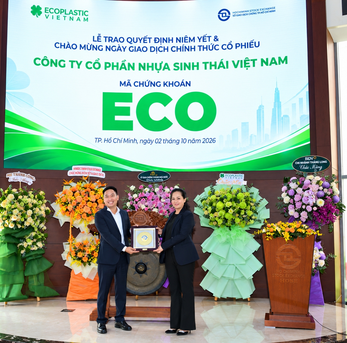 Cổ phiếu ECO của Nhựa Sinh thái Việt Nam chính thức niêm yết trên HoSE