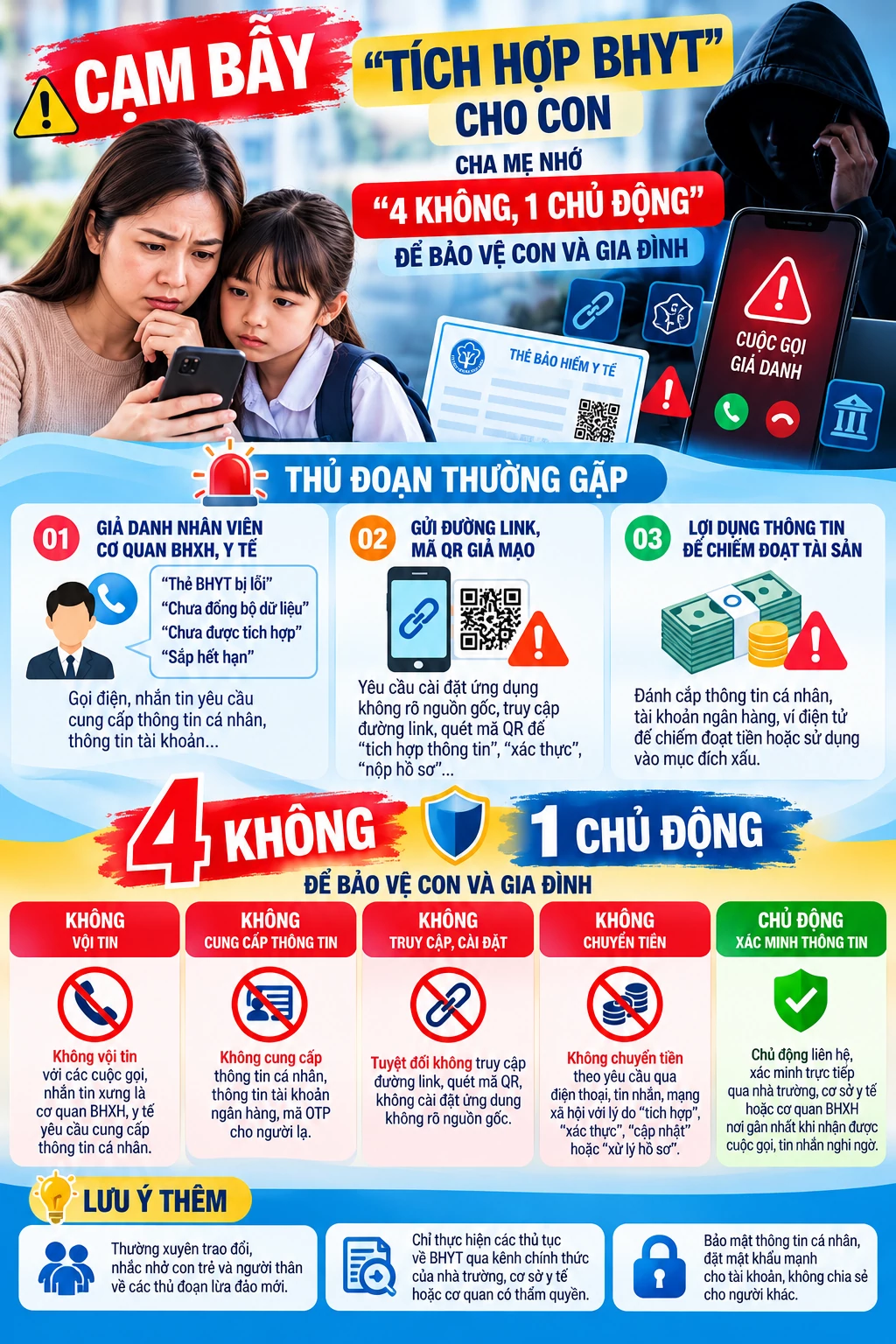 Cảnh giác thủ đoạn lừa đảo “tích hợp bảo hiểm y tế cho trẻ em”