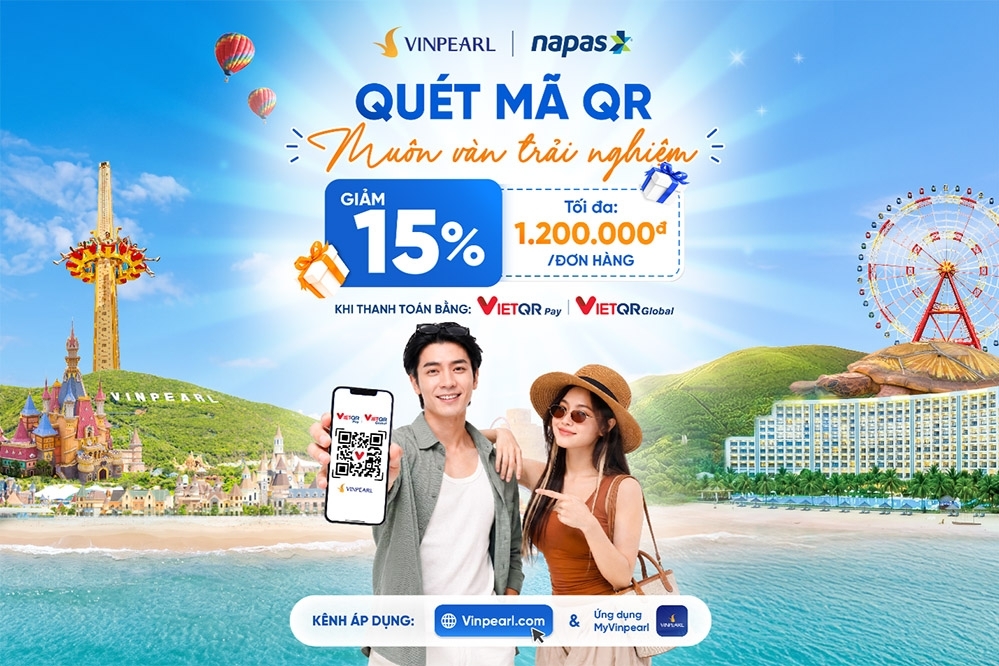 Giảm tới 1,2 triệu đồng khi thanh toán VietQRPay - VietQRGlobal tại hệ sinh thái Vinpearl