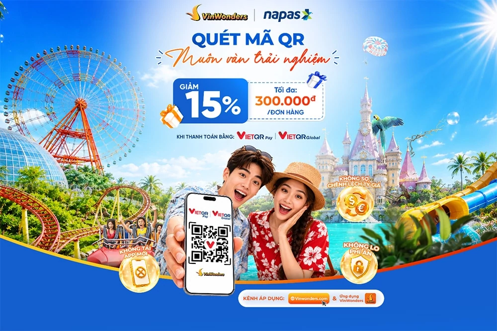 Giảm tới 1,2 triệu đồng khi thanh toán VietQRPay - VietQRGlobal tại hệ sinh thái Vinpearl Giảm tới 1,2 triệu đồng khi thanh toán VietQRPay - VietQRGlobal tại hệ sinh thái Vinpearl