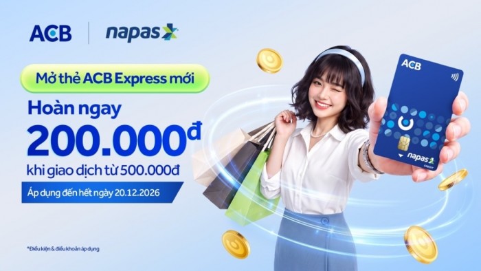 Chủ thẻ tín dụng nội địa ACB NAPAS nhận ưu đãi hoàn tiền lên đến 30%