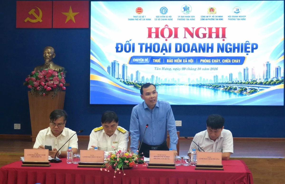 UBND Phường Tân Hưng: Đối thoại, tháo gỡ khó khăn về thuế, bảo hiểm xã hội cho hơn 100 doanh nghiệp