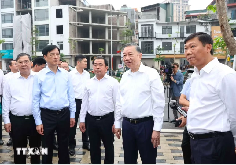 Tổng Bí thư, Chủ tịch nước Tô Lâm kiểm tra tiến độ thi công một số công trình, dự án trọng điểm của Thủ đô