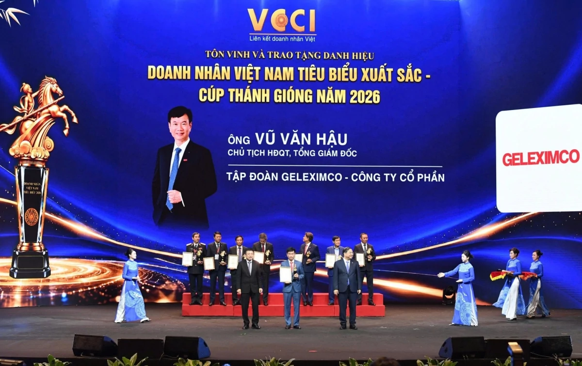 Chủ tịch HĐQT, Tổng giám đốc Geleximco được vinh danh Doanh nhân Việt Nam tiêu biểu - Cúp Thánh Gióng 2026 Chủ tịch HĐQT, Tổng giám đốc Geleximco được vinh danh Doanh nhân Việt Nam tiêu biểu - Cúp Thánh Gióng 2026