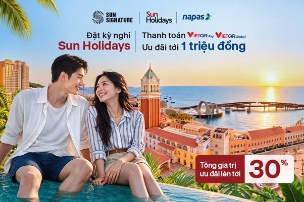NAPAS - Sun Holidays: đặt kỳ nghỉ, tặng 1 triệu đồng với VietQRPay và VietQRGlobal