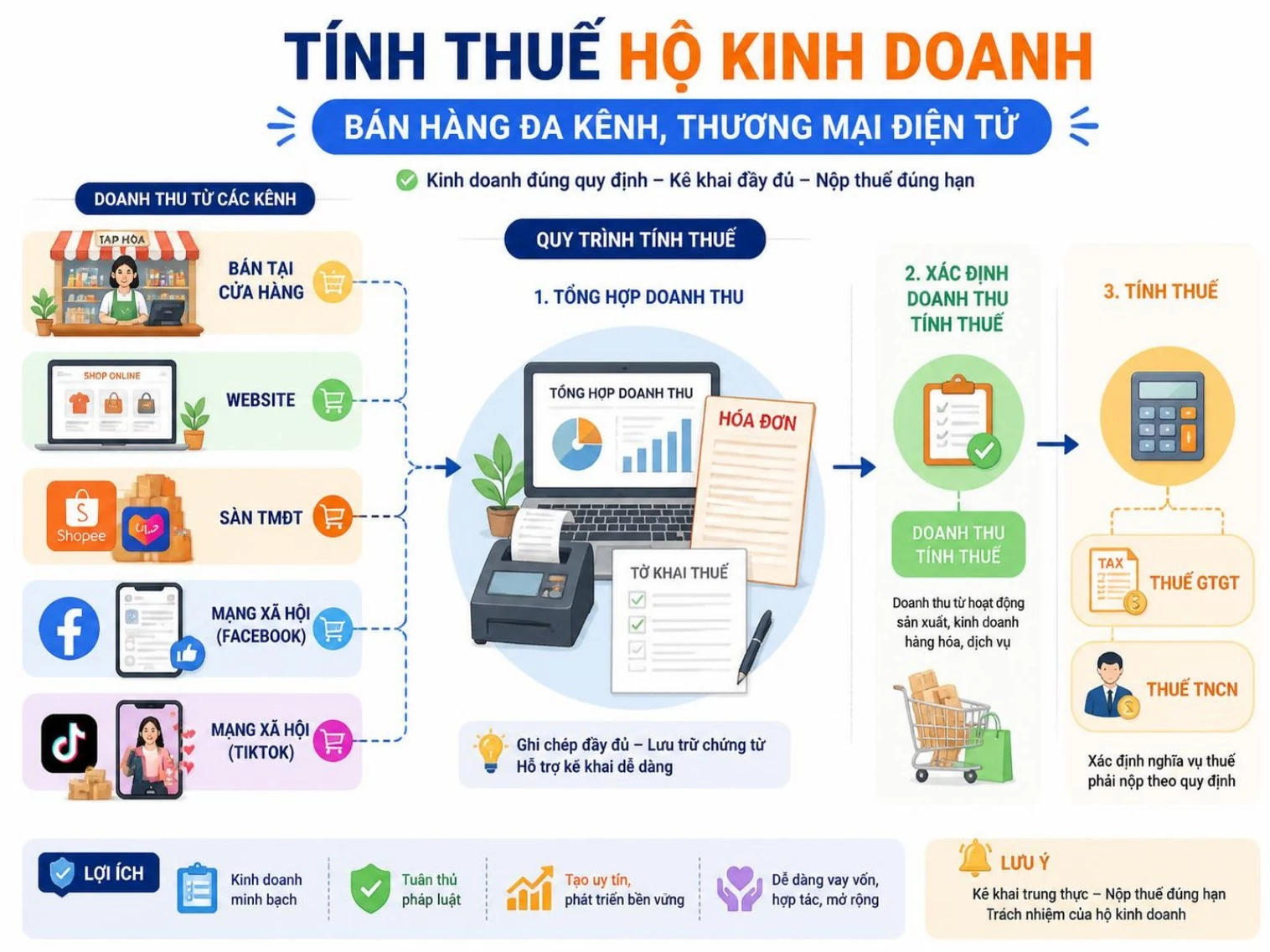 Gỡ vướng hóa đơn và cách tính thuế cho hộ kinh doanh bán hàng đa kênh