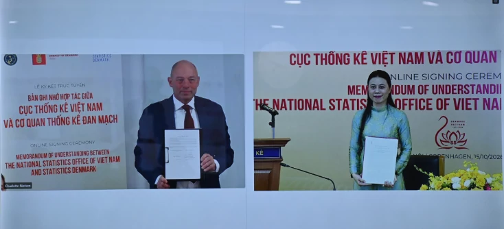 Lễ ký kết trực tuyến Bản ghi nhớ hợp tác giữa Cục Thống kê Việt Nam và Cơ quan Thống kê Đan Mạch Lễ ký kết trực tuyến Bản ghi nhớ hợp tác giữa Cục Thống kê Việt Nam và Cơ quan Thống kê Đan Mạch