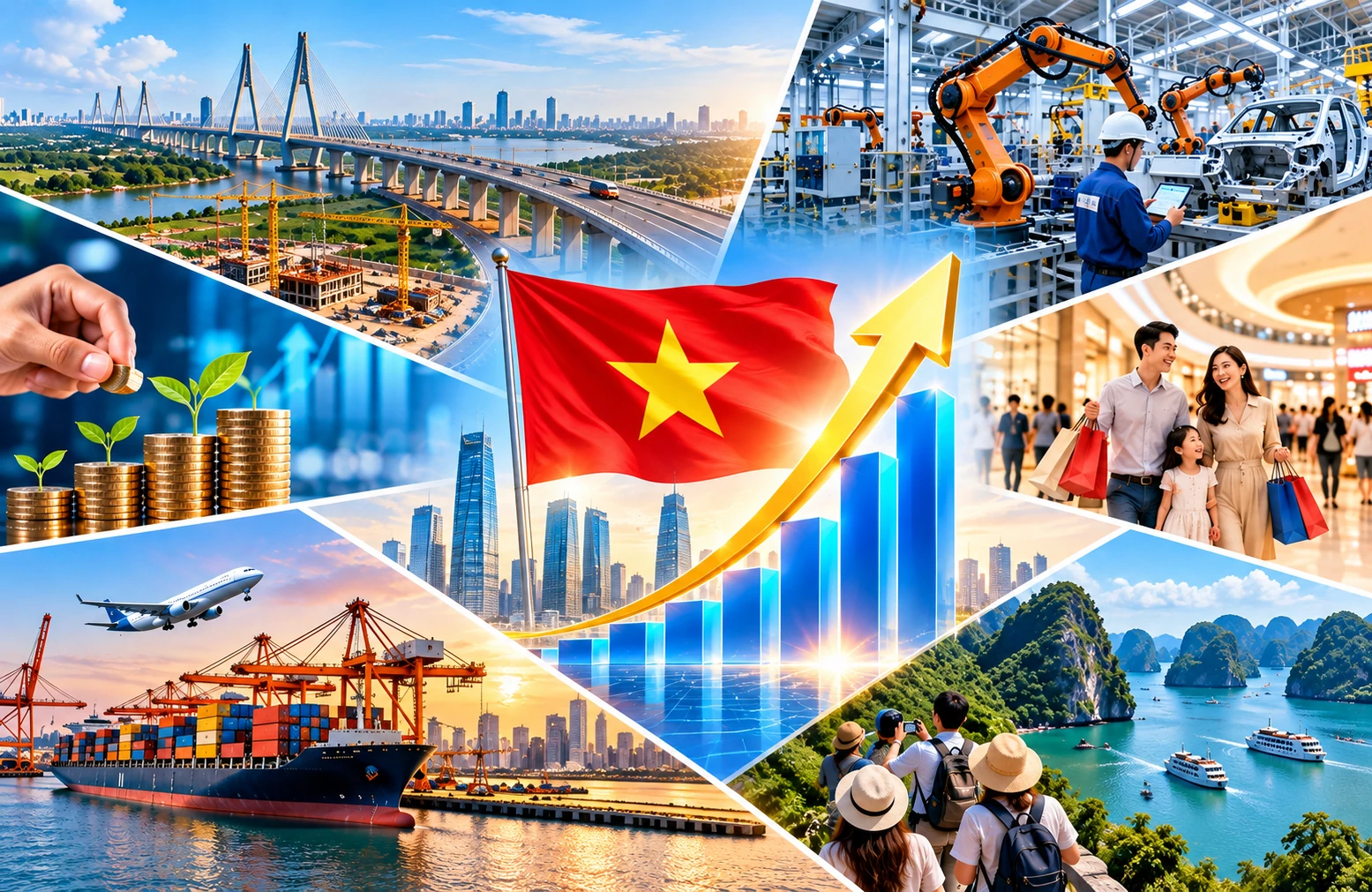 Tăng trưởng 2 con số: Quyết tâm lớn cần được chuyển hóa thành sức bật mới Tăng trưởng 2 con số: Quyết tâm lớn cần được chuyển hóa thành sức bật mới