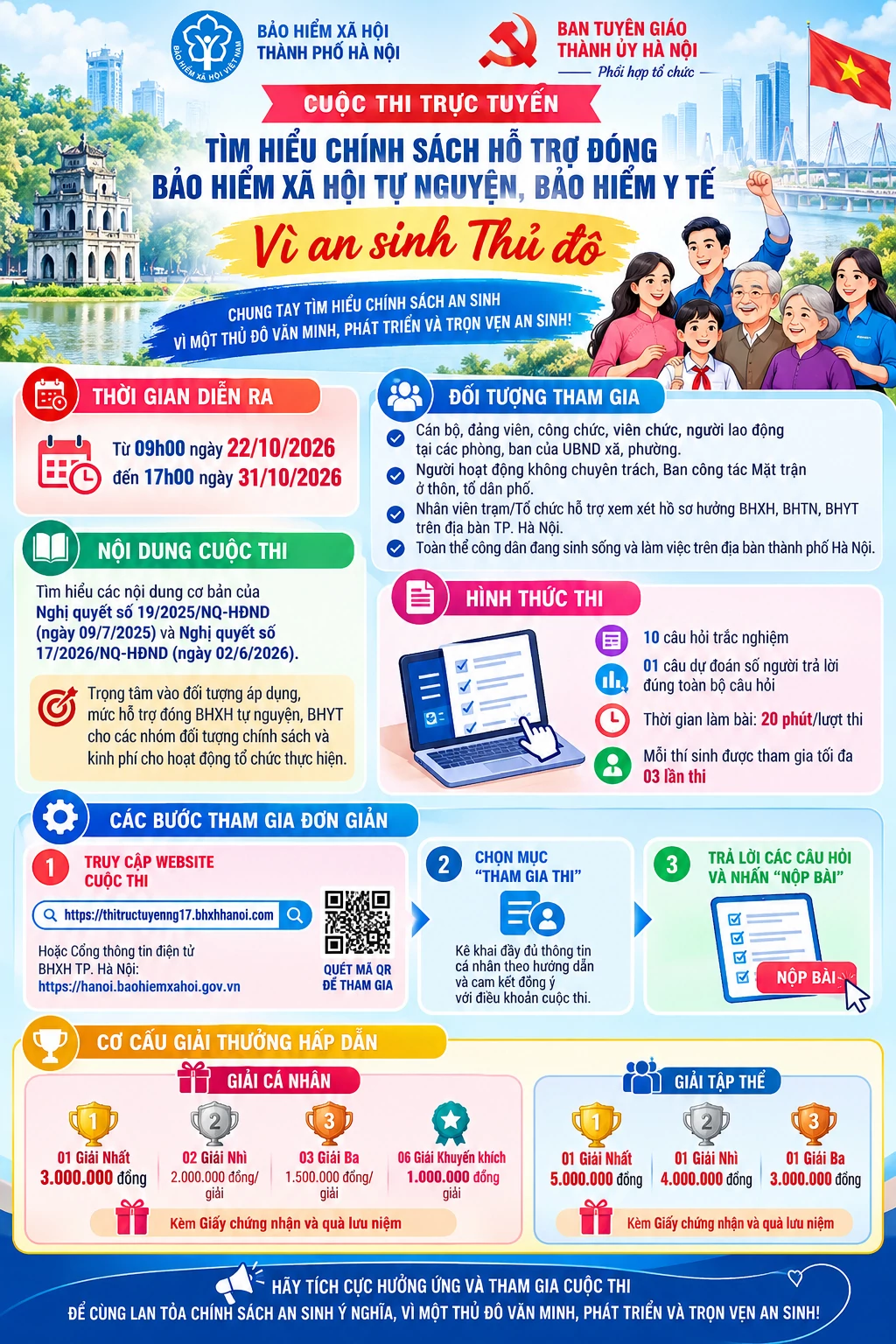 Phát động cuộc thi Tìm hiểu chính sách hỗ trợ đóng BHXH tự nguyện, BHYT - Vì an sinh Thủ đô