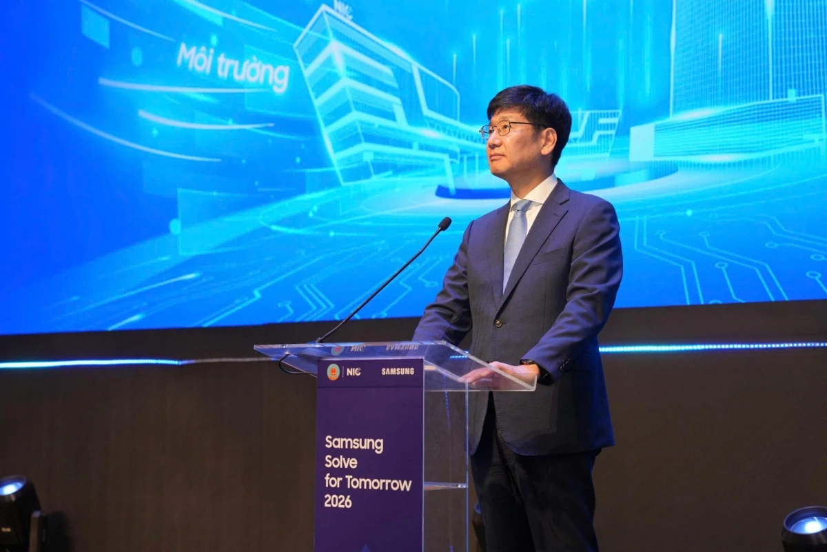 Ông Na Ki Hong, Tổng Giám đốc Samsung Việt Nam phát biểu tại sự kiện.