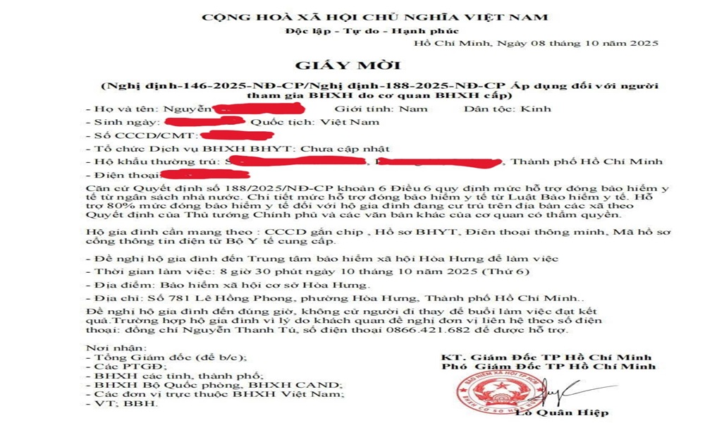 Mạo danh Giám đốc BHXH TP. Hồ Chí Minh để lừa đảo người tham gia BHXH, BHYT