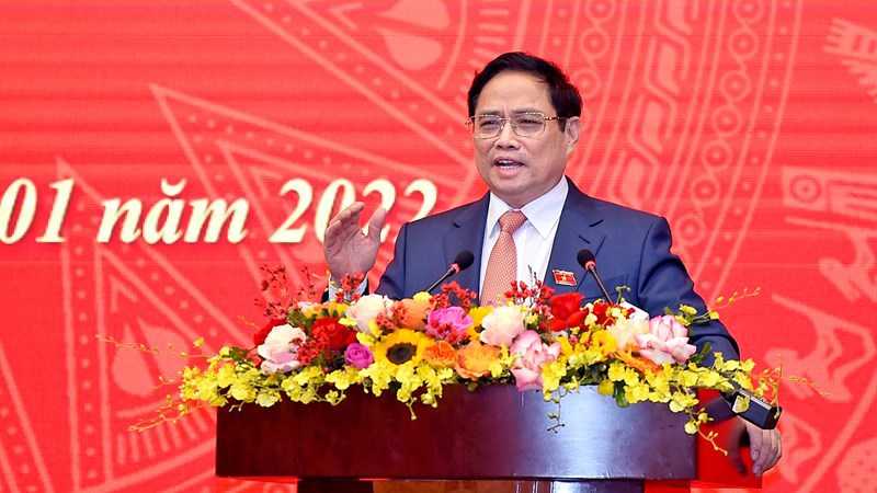 Thủ tướng Chính phủ Phạm Minh Chính phát biểu chỉ đạo tại hội nghị.  