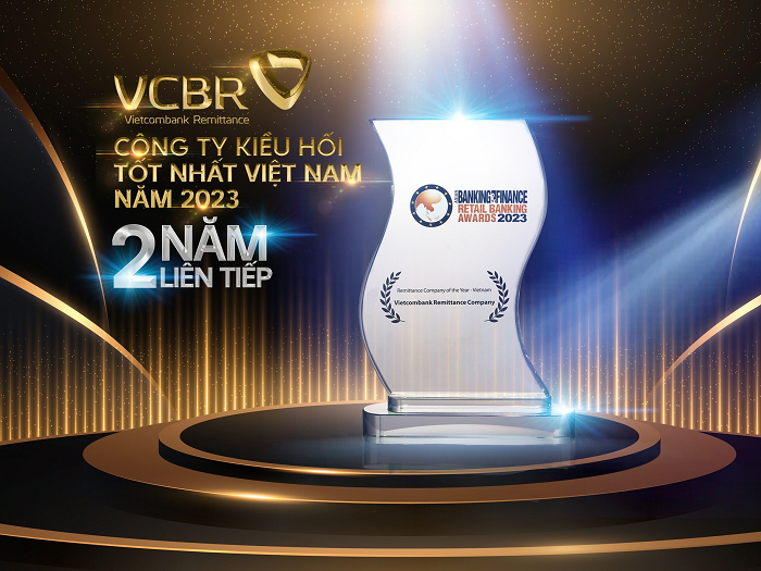 Công ty kiều hối Vietcombank vinh dự 2 năm liên tiếp nhận giải thưởng quốc tế “Công ty kiều hối tốt nhất năm 2023” từ Tạp chí Banking and Finance (Singapore)  