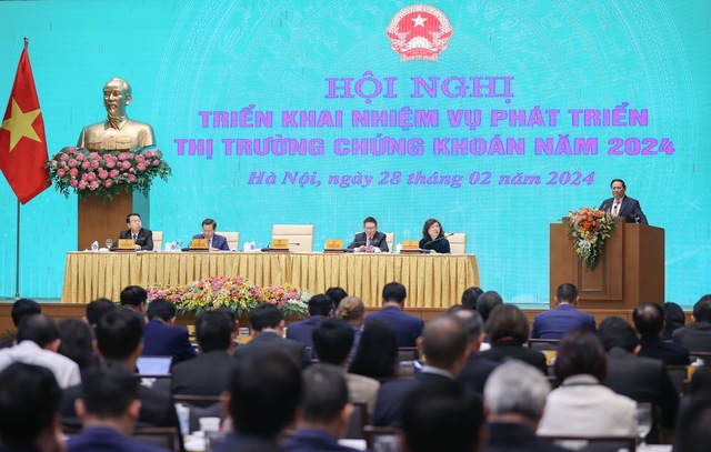 Hội nghị Triển khai nhiệm vụ phát triển TTCK năm 2024. Ảnh: VGP