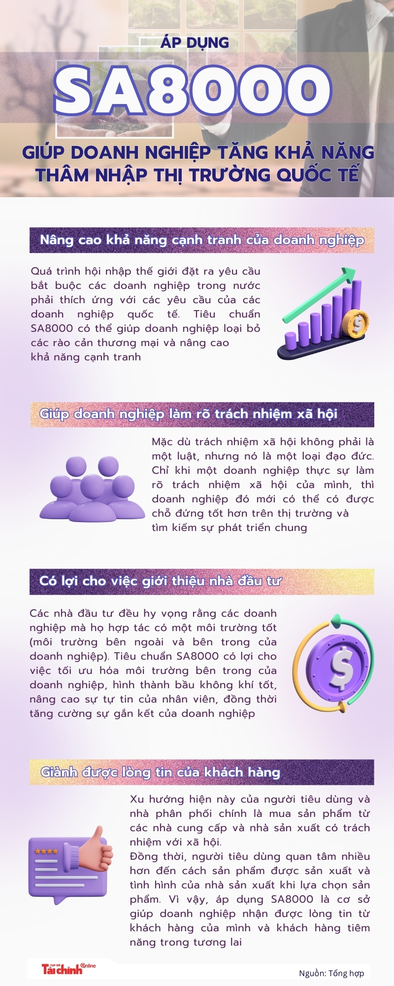 Áp dụng SA8000 giúp doanh nghiệp tăng khả năng thâm nhập thị trường quốc tế - Ảnh 1