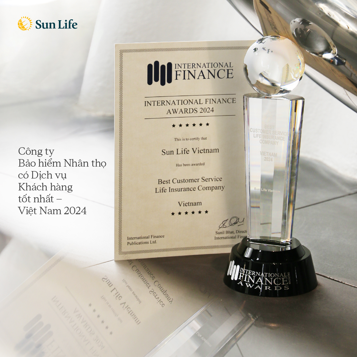 Sun Life Việt Nam nhận giải thưởng Công ty Bảo hiểm Nhân thọ có dịch vụ khách hàng tốt nhất năm 2024